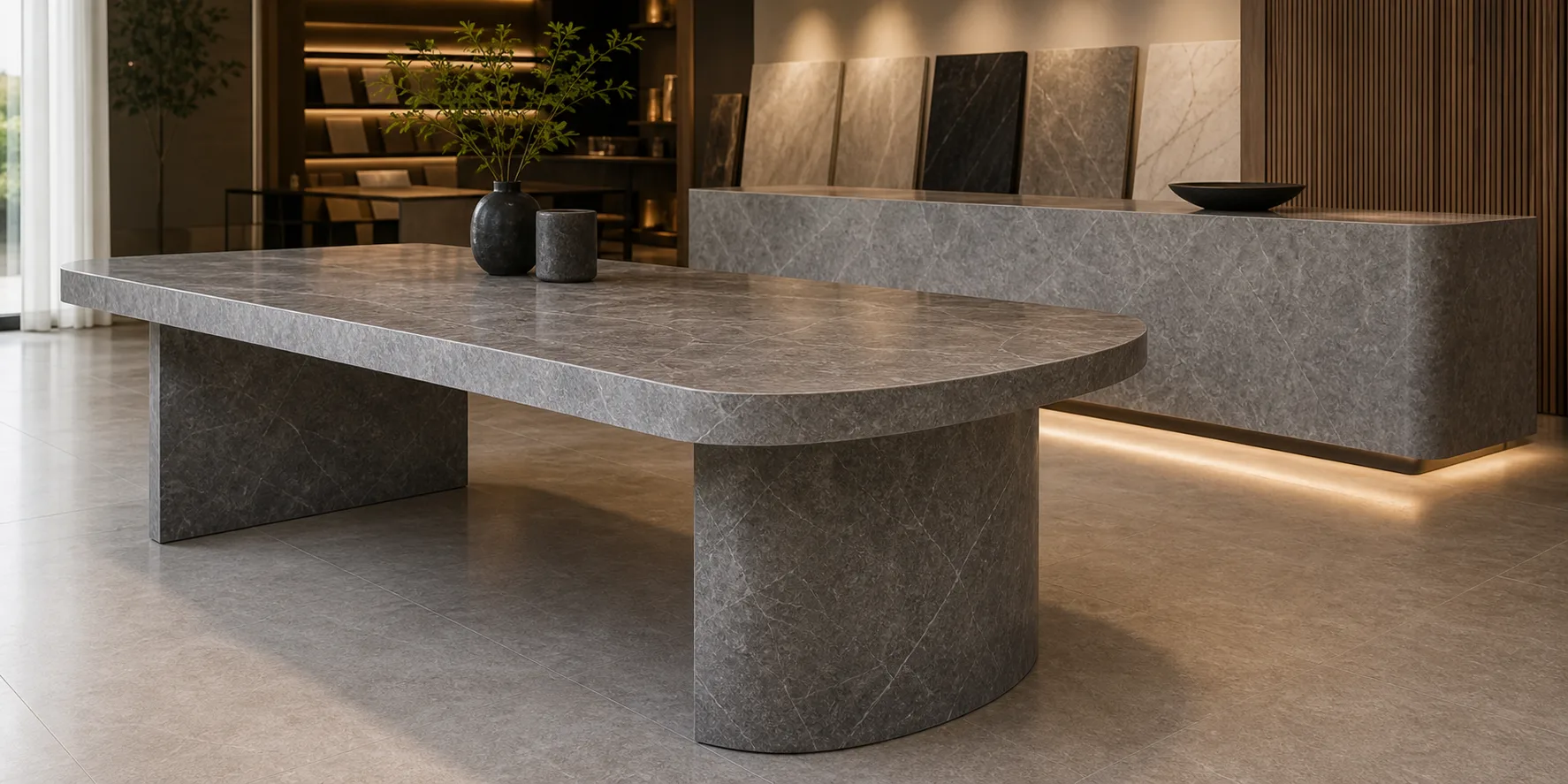 Sonderanfertigung aus Naturstein als Tisch und Theke