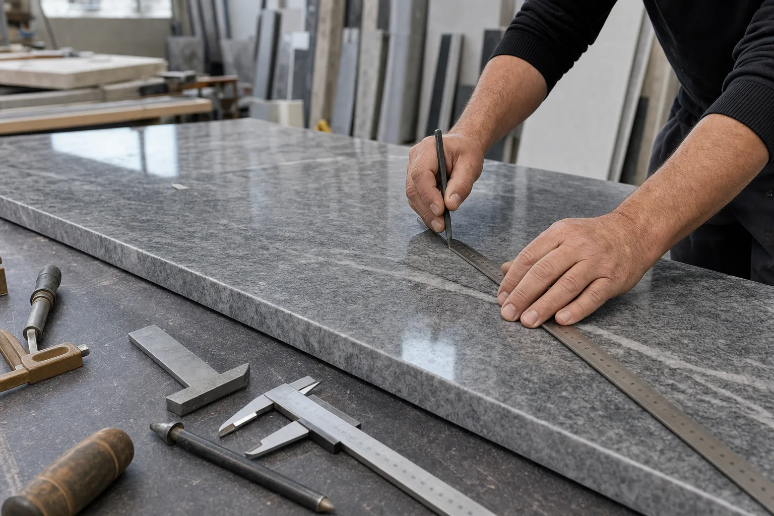 Handwerk in der Steinmetz-Werkstatt